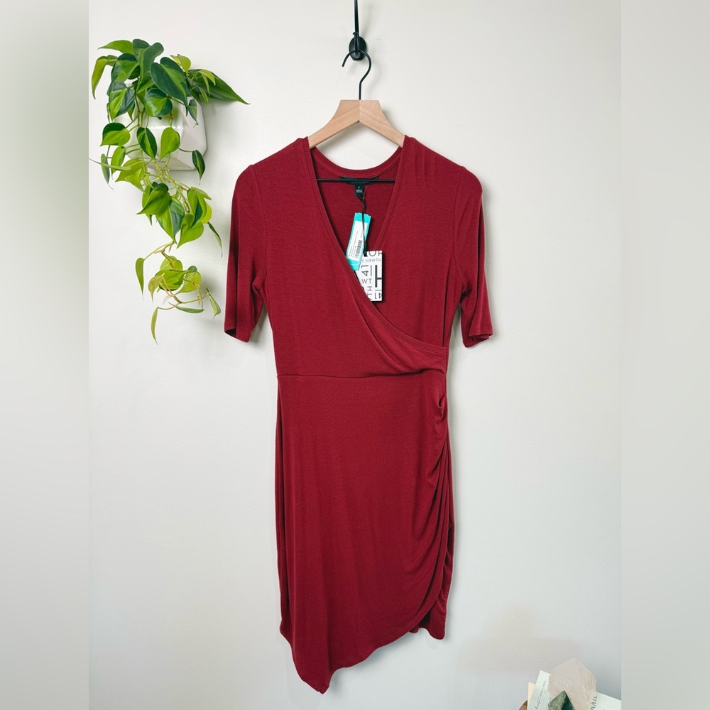41 Hawthorn Blaise Ribbed Fitted Knit Dress Burgundy Stitch Fix Ruched M NWT